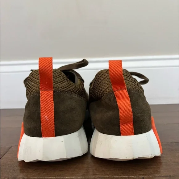 Men's Army green and Orange  Sneakers - Picture 3 of 5